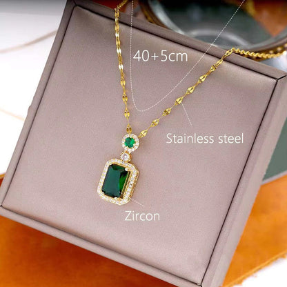 Lakshmira Gold Plated Elegant Emerald Geometric Necklace Set