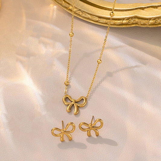 Lakshmira Gold Plated Anti Tarnish Bow Themed Necklace Set