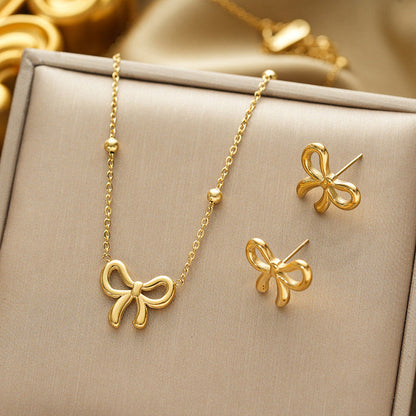 Lakshmira Gold Plated Anti Tarnish Bow Themed Necklace Set
