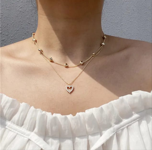 Lakshmira Golden Heart Layered Necklace